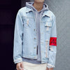 424 Denim Jacket Destroy Washed Distressed Vintage Holes Zipper Coat Outerwear Brand Clothing Hip Hop Men Streetwear Kanye Swag